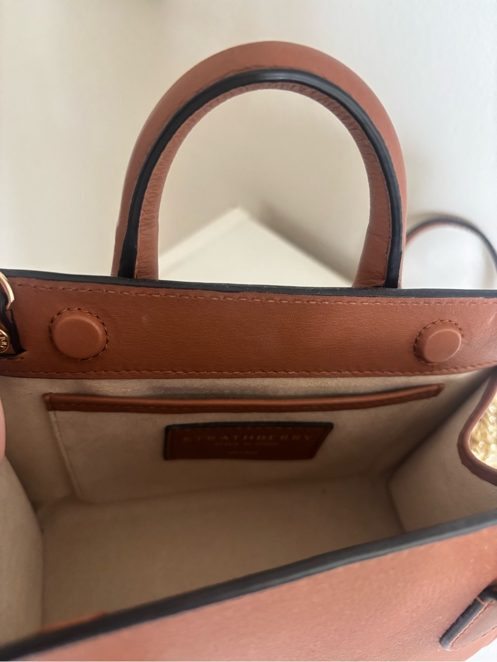 Strathberry Nano Tote in Chestnut w/ Crossbody Strap, Dust Bag, Auth Card & Box - Picture 7 of 9